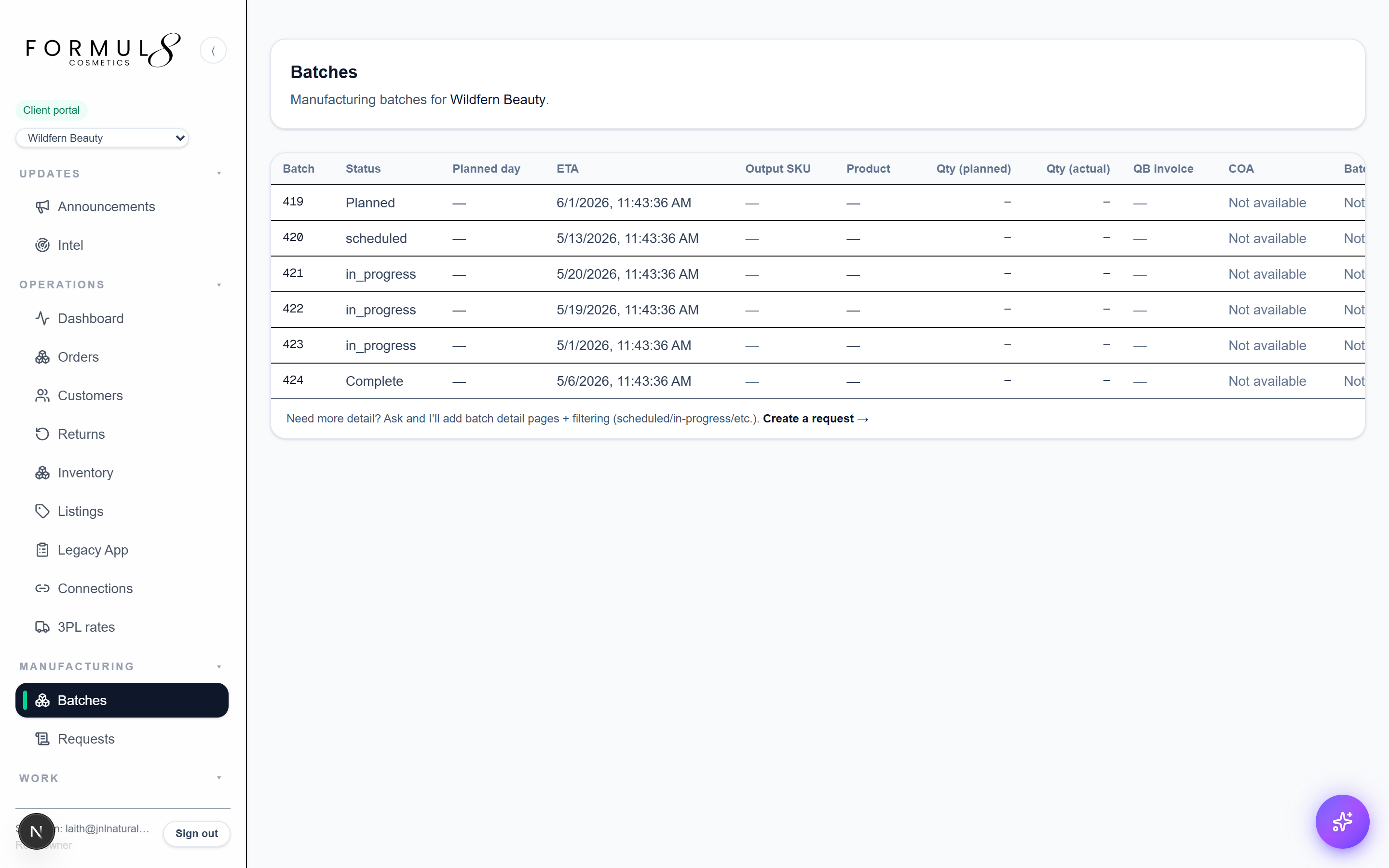 Every batch tracked live.