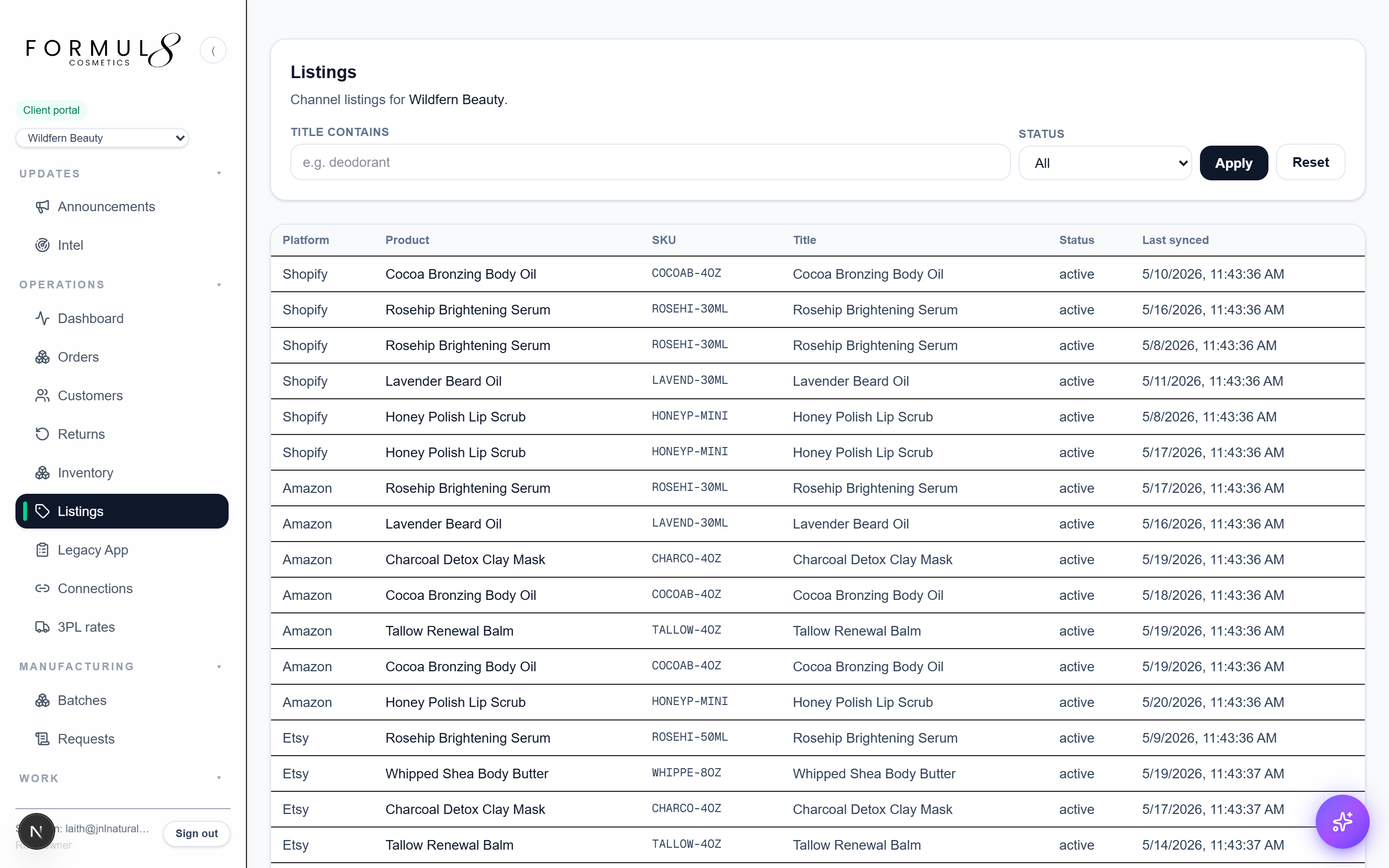 Marketplace listings sync across channels